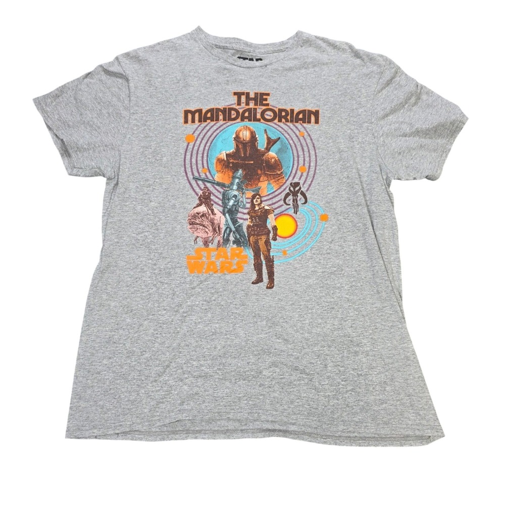 Star Wars The Mandalorian T-Shirt Men's Size L Gray Short Sleeve Graphic Print